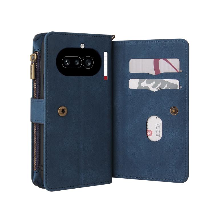 For Nothing Phone 4a Skin Feel Multi Card Slots Zipper Wallet Leather Phone Case