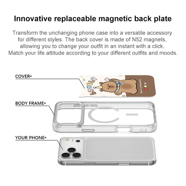 For iPhone 17 Pro Adorable Little Capybara Pattern Magnetic Phone Case