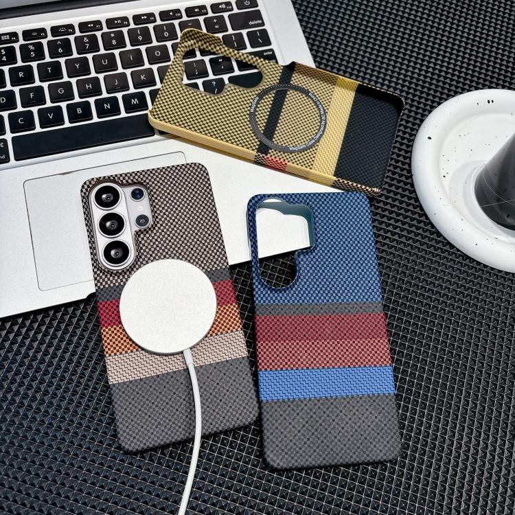 For Samsung Galaxy S25 Ultra 5G Water Transfer Printing Double-sided Skin Feel Striped Magnetic PC Phone Case