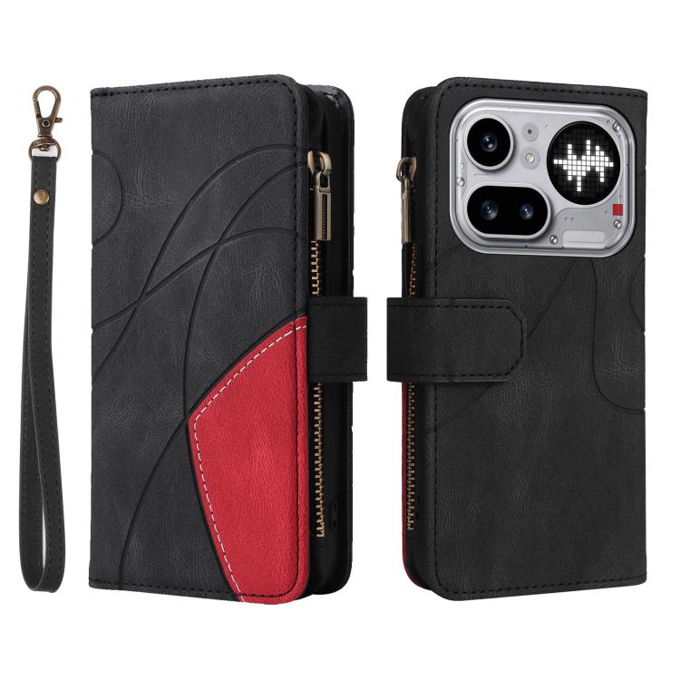 For Nothing Phone 4a Pro Dual-color 9 Card Slots Zipper Wallet Leather Phone Case