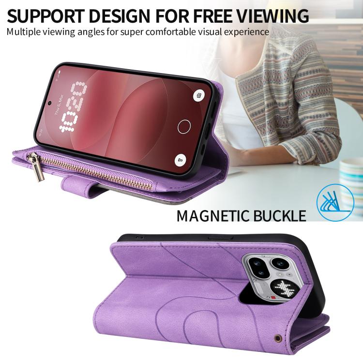 For Nothing Phone 4a Pro Dual-color 9 Card Slots Zipper Wallet Leather Phone Case