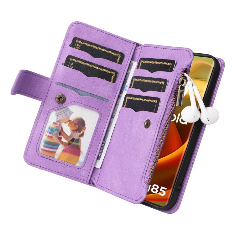For Nothing Phone 4a Pro Dual-color 9 Card Slots Zipper Wallet Leather Phone Case