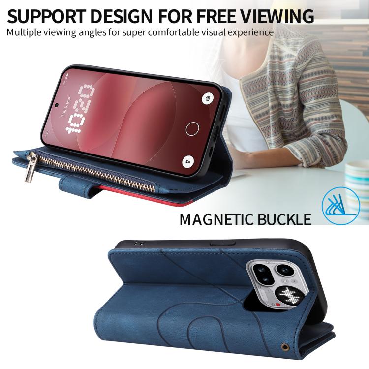 For Nothing Phone 4a Pro Dual-color 9 Card Slots Zipper Wallet Leather Phone Case