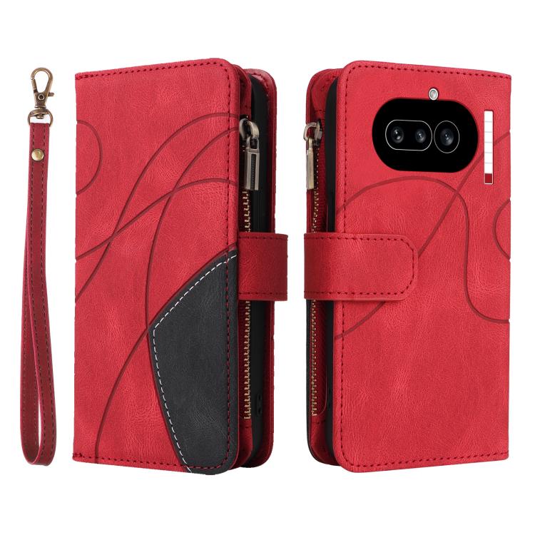 For Nothing Phone 4a Dual-color 9 Card Slots Zipper Wallet Leather Phone Case