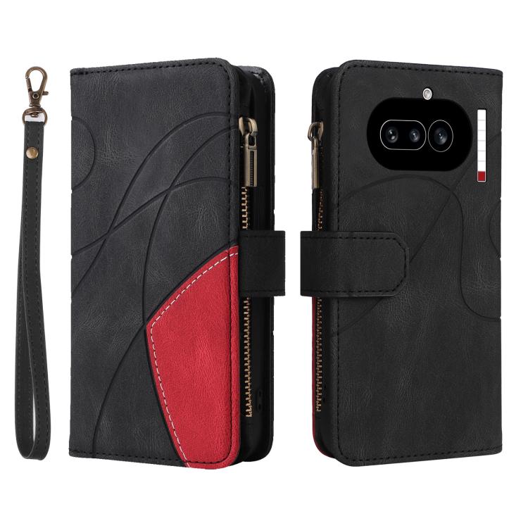 For Nothing Phone 4a Dual-color 9 Card Slots Zipper Wallet Leather Phone Case