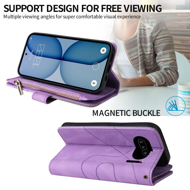 For Nothing Phone 4a Dual-color 9 Card Slots Zipper Wallet Leather Phone Case
