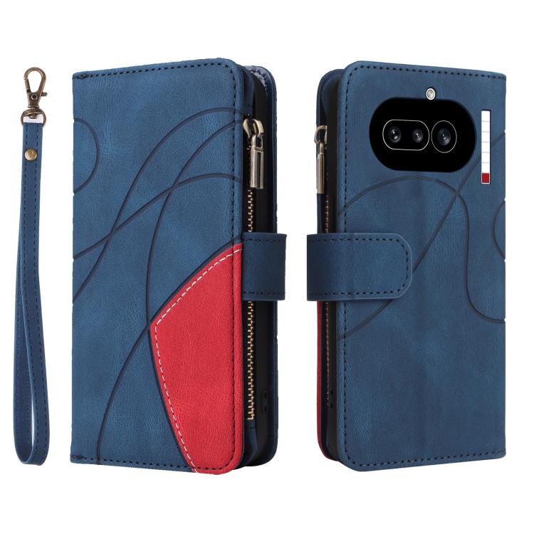 For Nothing Phone 4a Dual-color 9 Card Slots Zipper Wallet Leather Phone Case
