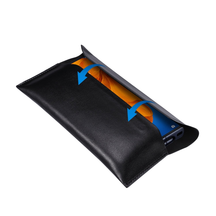 Magnetic Genuine Leather Horizontal Flip Protective Case for 6.1-6.7 inch Smartphones