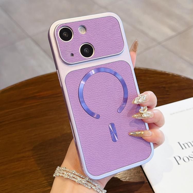 For iPhone 13 Litchi Texture Vegan Leather Magnetic Phone Case