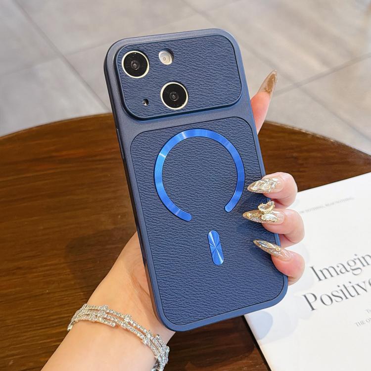For iPhone 14 Litchi Texture Vegan Leather Magnetic Phone Case