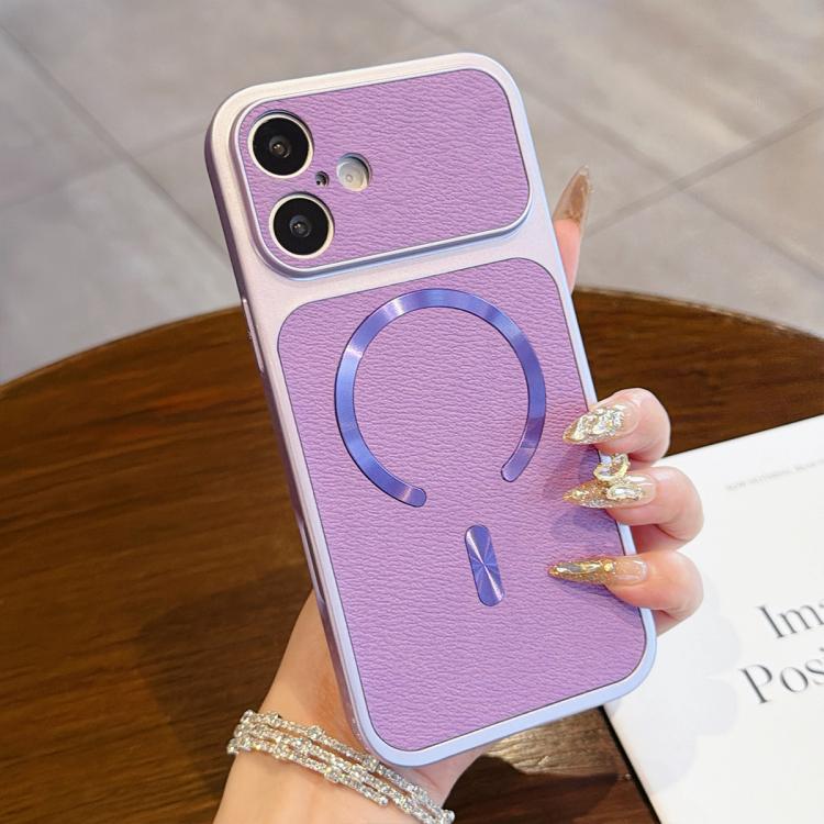 For iPhone 16 Litchi Texture Vegan Leather Magnetic Phone Case