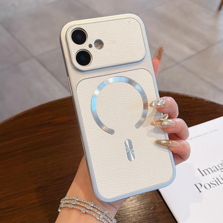 For iPhone 16 Litchi Texture Vegan Leather Magnetic Phone Case