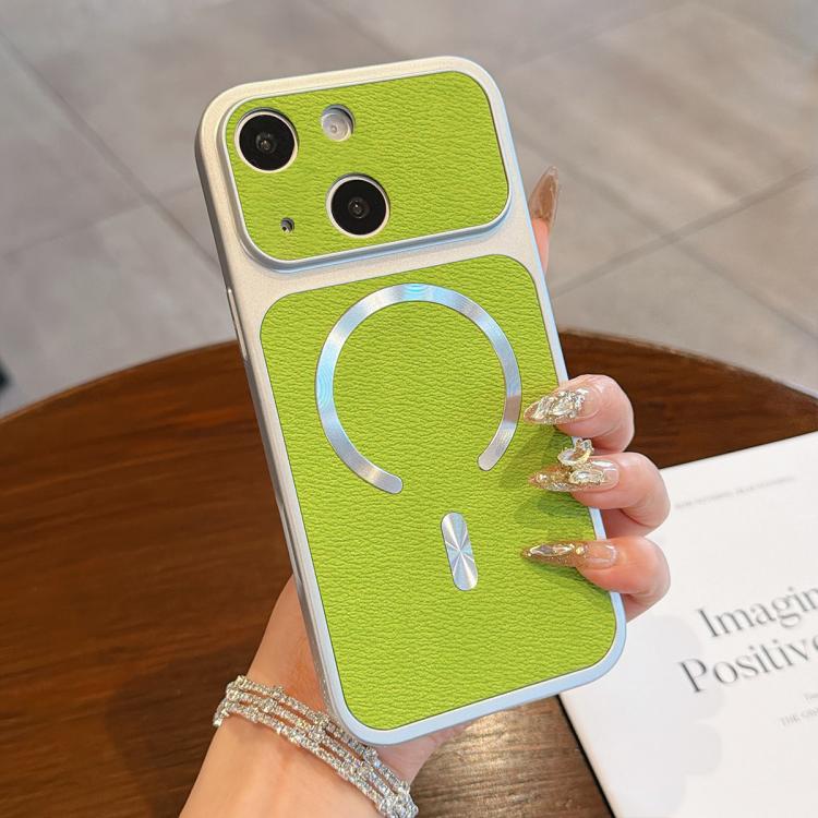 For iPhone 14 Plus Litchi Texture Vegan Leather Magnetic Phone Case