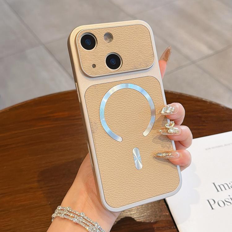 For iPhone 14 Plus Litchi Texture Vegan Leather Magnetic Phone Case