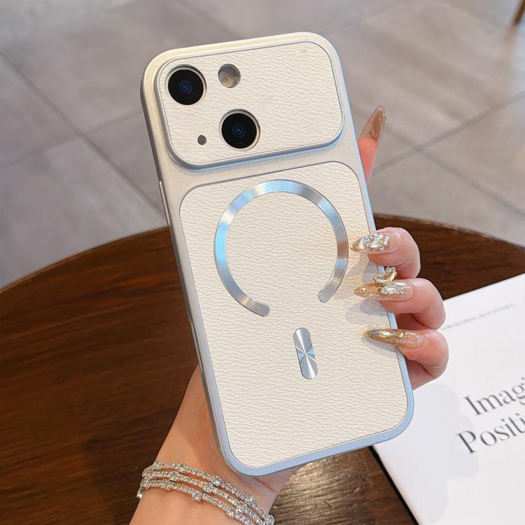 For iPhone 15 Plus Litchi Texture Vegan Leather Magnetic Phone Case