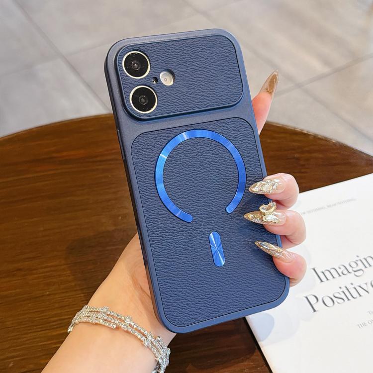For iPhone 16 Plus Litchi Texture Vegan Leather Magnetic Phone Case