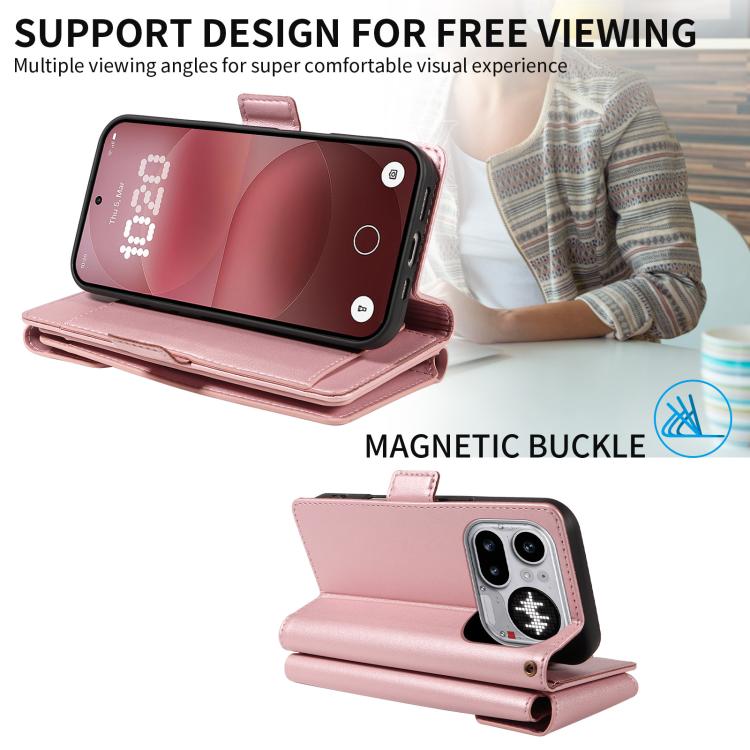 For Nothing Phone 4a Pro Multi Card Wallet Leather Phone Case with Strap
