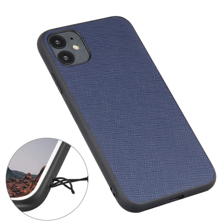 For iPhone 12 Pro Max Hella Cross Texture Genuine Leather Protective Case