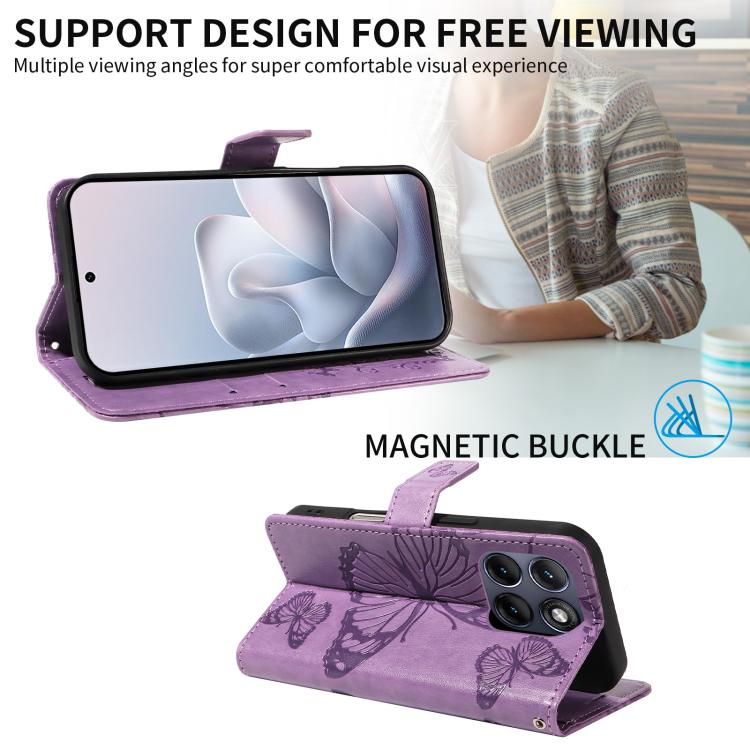 For Motorola Edge 70 Fusion 5G 3D Butterfly Embossed Pattern Flip Leather Phone Case
