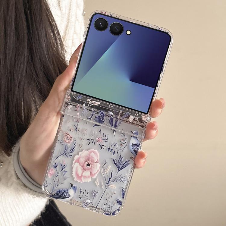 For Samsung Galaxy Z Flip7 5G Delicate Flowers Birds Pattern Phone Case