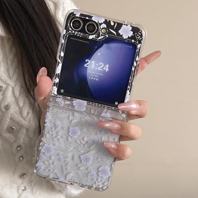 For Samsung Galaxy Z Flip5 Delicate Purple White Blossoms Pattern Phone Case