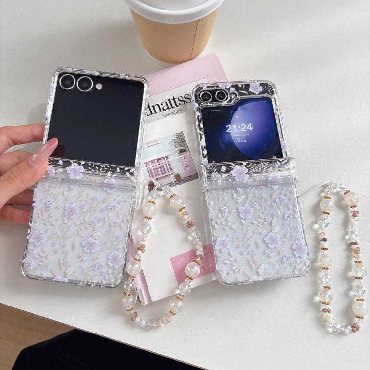 For Samsung Galaxy Z Flip5 Delicate Purple White Blossoms Pattern Phone Case