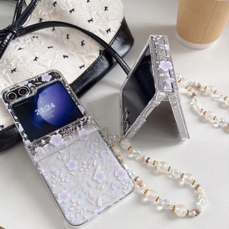 For Samsung Galaxy Z Flip5 Delicate Purple White Blossoms Pattern Phone Case