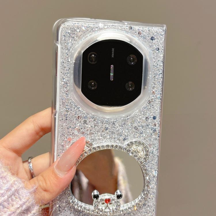 For Huawei Mate X5 Sparkling Diamond Bear Design Mirror Phone Case