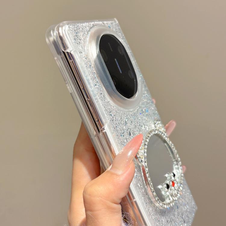 For Huawei Pocket 2 Sparkling Diamond Bear Design Mirror Phone Case