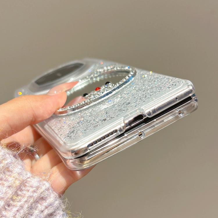 For Huawei Pocket 2 Sparkling Diamond Bear Design Mirror Phone Case
