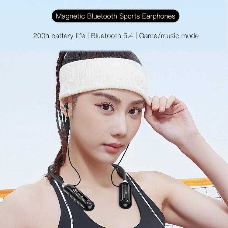 TOTU BE-6-SP 800mAh Long Battery Life Magnetic Neckband Bluetooth Sports Headphones - Black