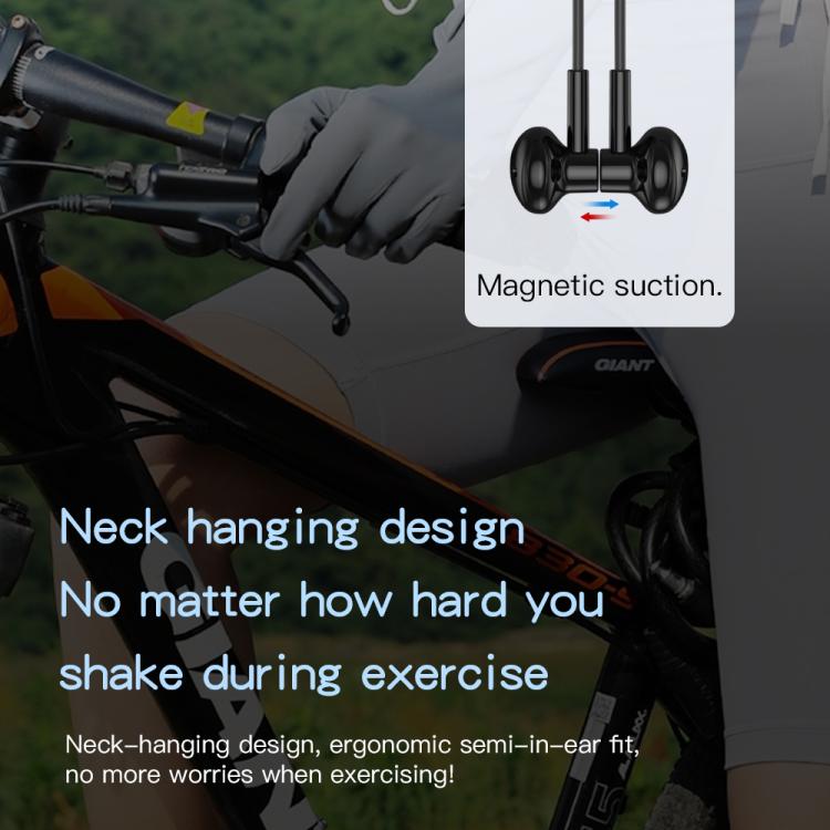TOTU BE-6-SP 800mAh Long Battery Life Magnetic Neckband Bluetooth Sports Headphones - Black