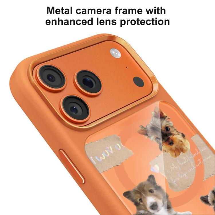 For iPhone 17 Pro Max Mutural Puppy Pattern Liquid Silicone Magnetic Phone Case