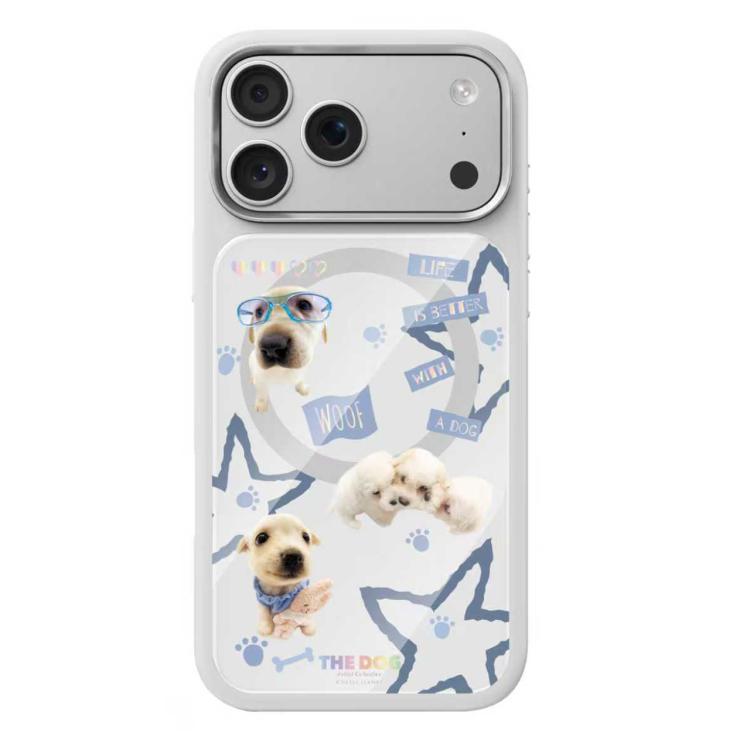 For iPhone 17 Pro Max Mutural Puppy Pattern Liquid Silicone Magnetic Phone Case