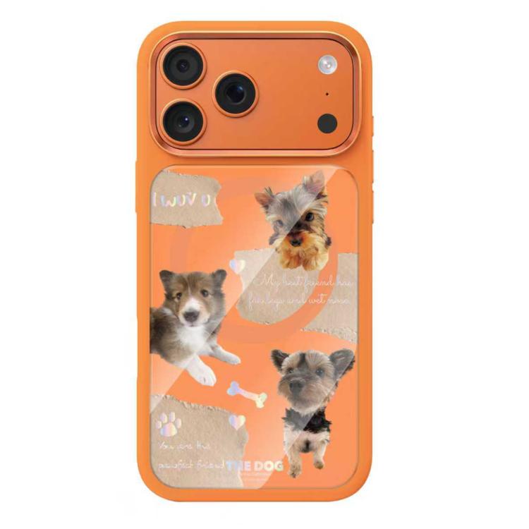 For iPhone 17 Pro Mutural Puppy Pattern Liquid Silicone Magnetic Phone Case