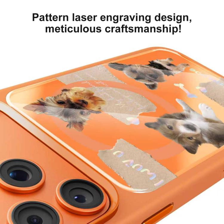 For iPhone 17 Pro Mutural Puppy Pattern Liquid Silicone Magnetic Phone Case