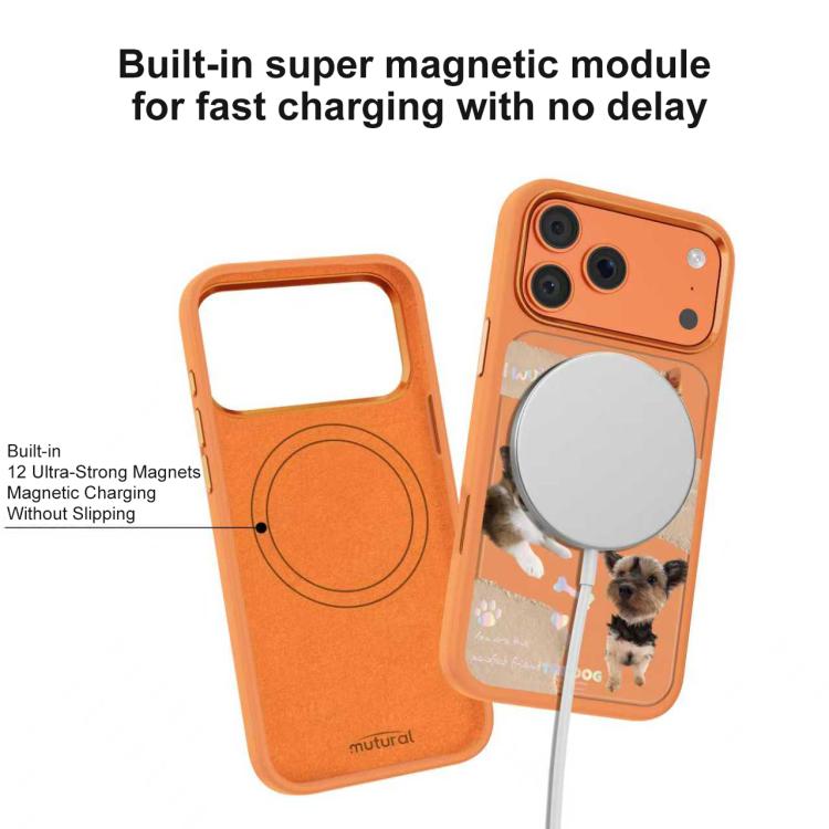 For iPhone 17 Pro Mutural Puppy Pattern Liquid Silicone Magnetic Phone Case