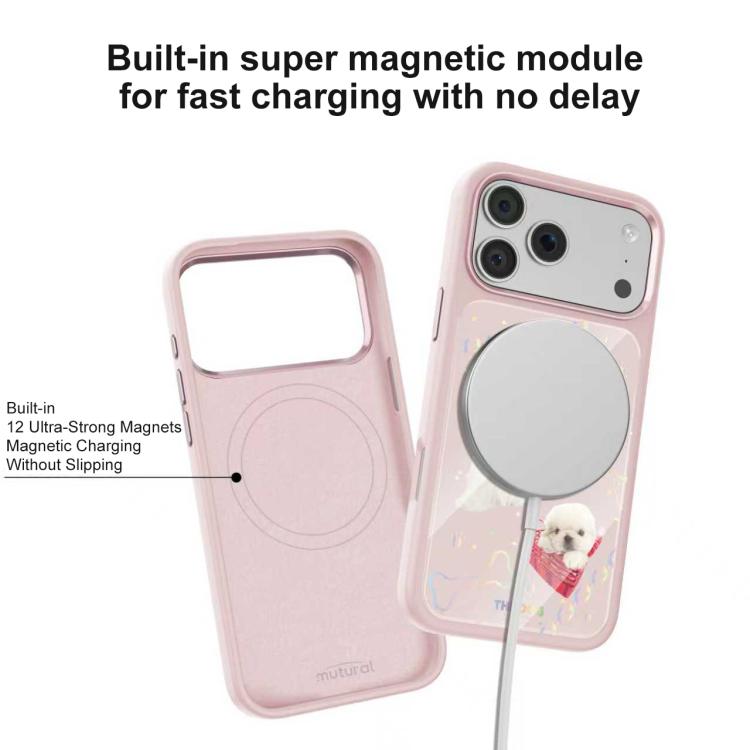 For iPhone 17 Pro Mutural Puppy Pattern Liquid Silicone Magnetic Phone Case