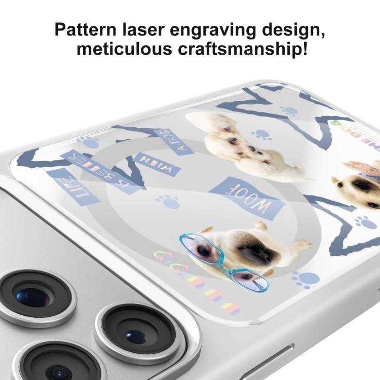 For iPhone 17 Pro Mutural Puppy Pattern Liquid Silicone Magnetic Phone Case