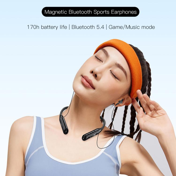TOTU BE-5-SP 500mAh Long Battery Life Magnetic Neckband Bluetooth Sports Headphones - Black