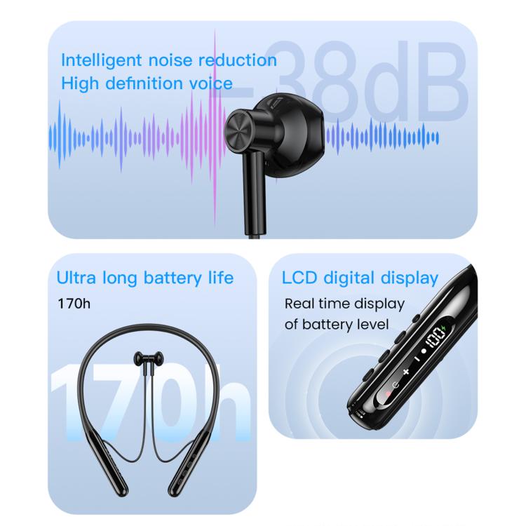 TOTU BE-5-SP 500mAh Long Battery Life Magnetic Neckband Bluetooth Sports Headphones - Black