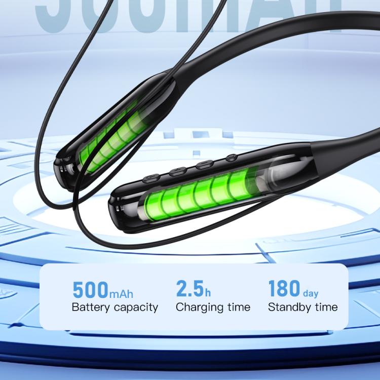 TOTU BE-5-SP 500mAh Long Battery Life Magnetic Neckband Bluetooth Sports Headphones - Black