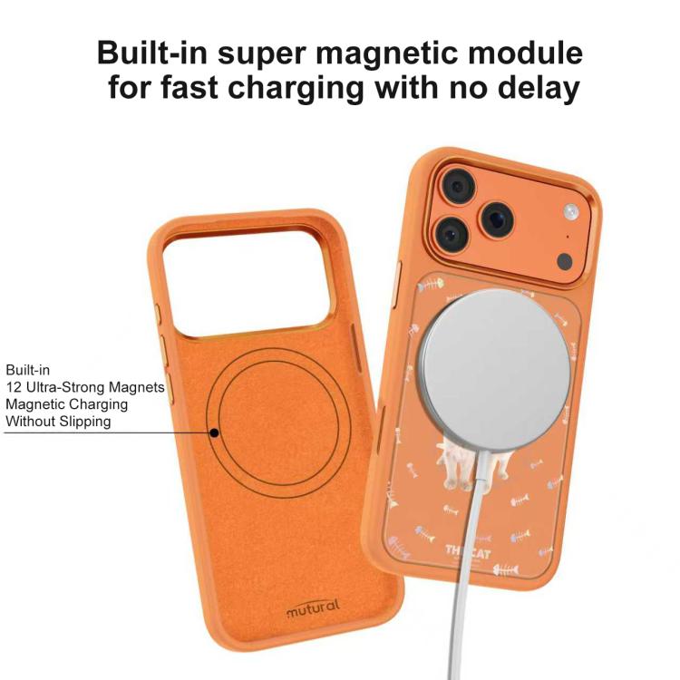 For iPhone 17 Pro Max Mutural Cats Pattern Liquid Silicone Magnetic Phone Case