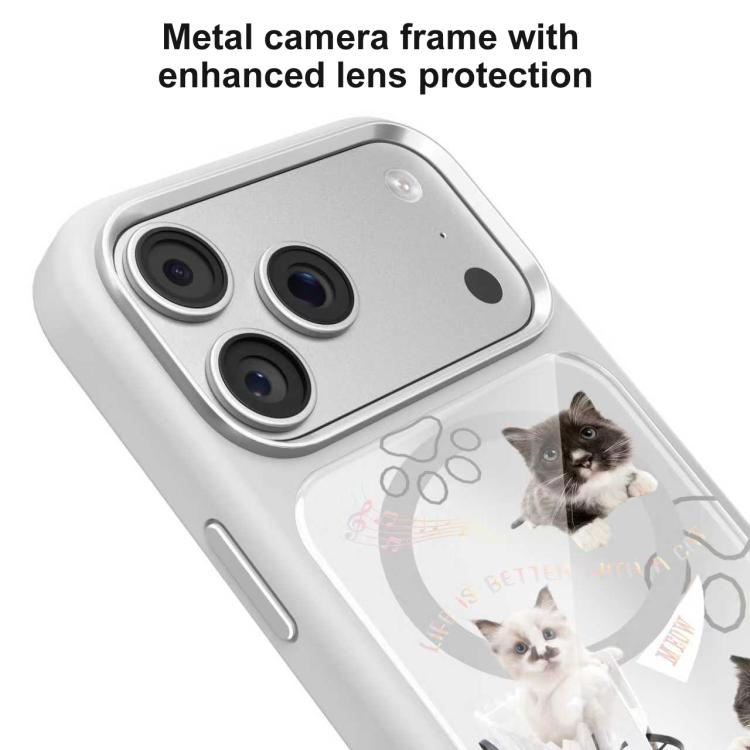 For iPhone 17 Pro Max Mutural Cats Pattern Liquid Silicone Magnetic Phone Case
