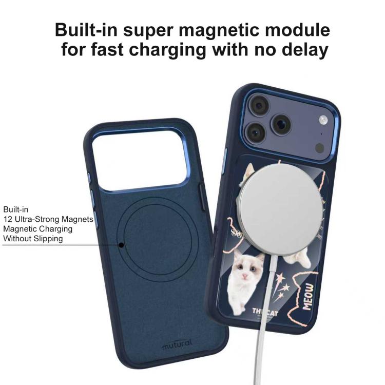 For iPhone 17 Pro Max Mutural Cats Pattern Liquid Silicone Magnetic Phone Case