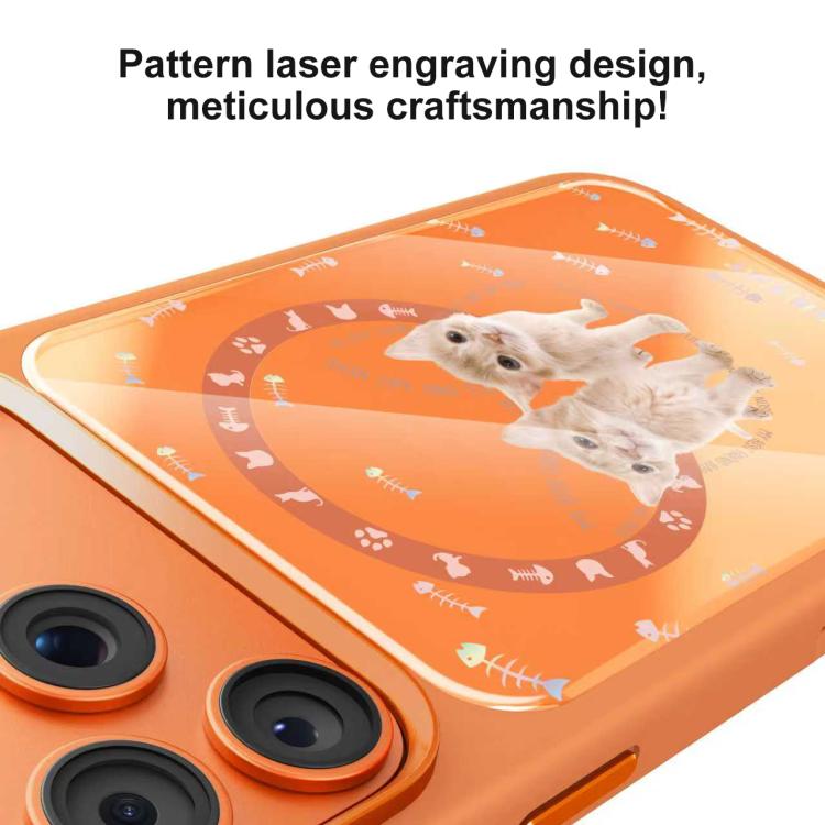 For iPhone 17 Pro Mutural Cats Pattern Liquid Silicone Magnetic Phone Case