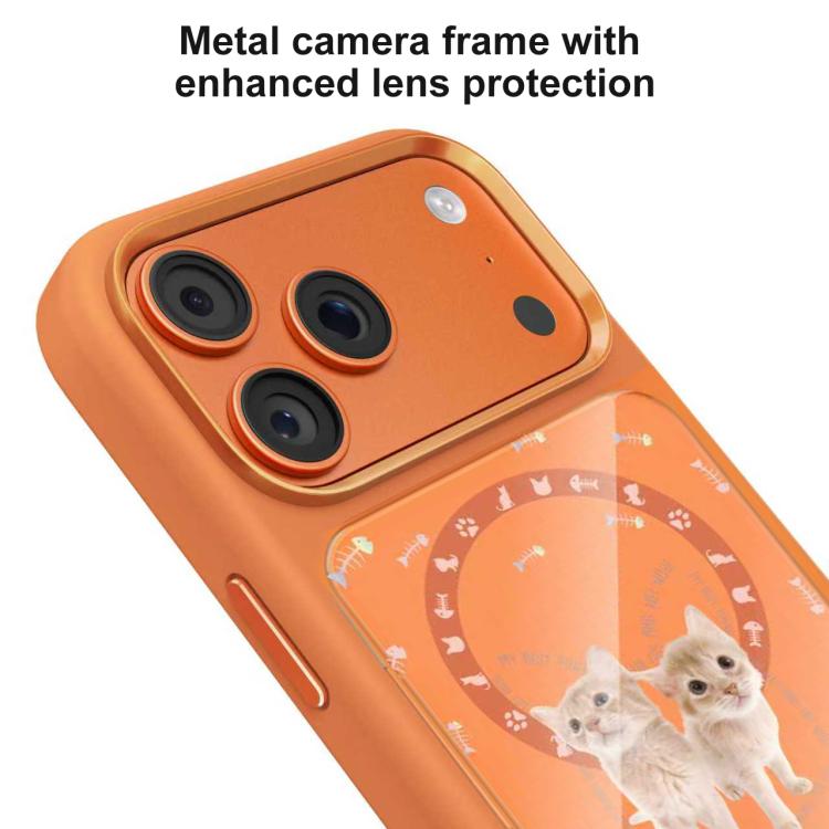 For iPhone 17 Pro Mutural Cats Pattern Liquid Silicone Magnetic Phone Case