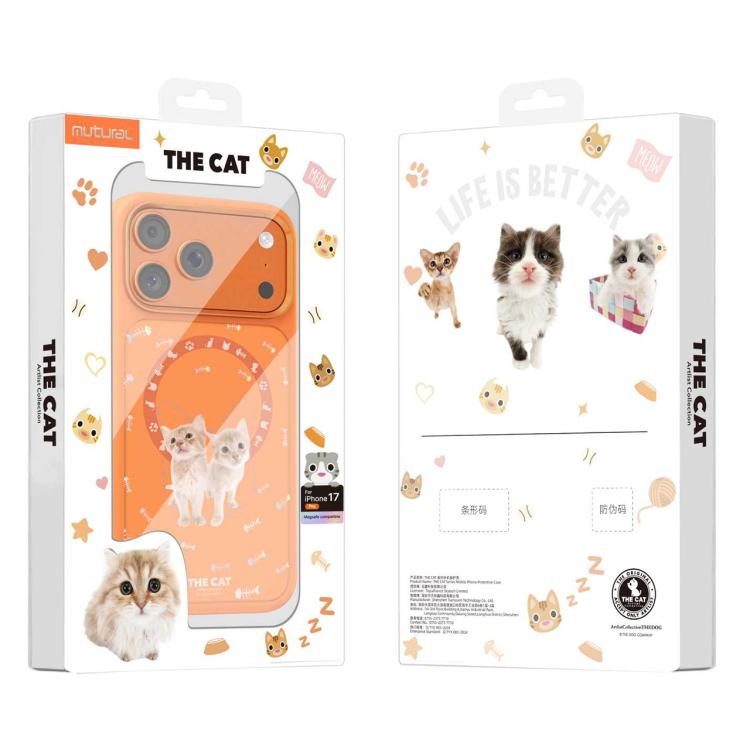 For iPhone 17 Pro Mutural Cats Pattern Liquid Silicone Magnetic Phone Case