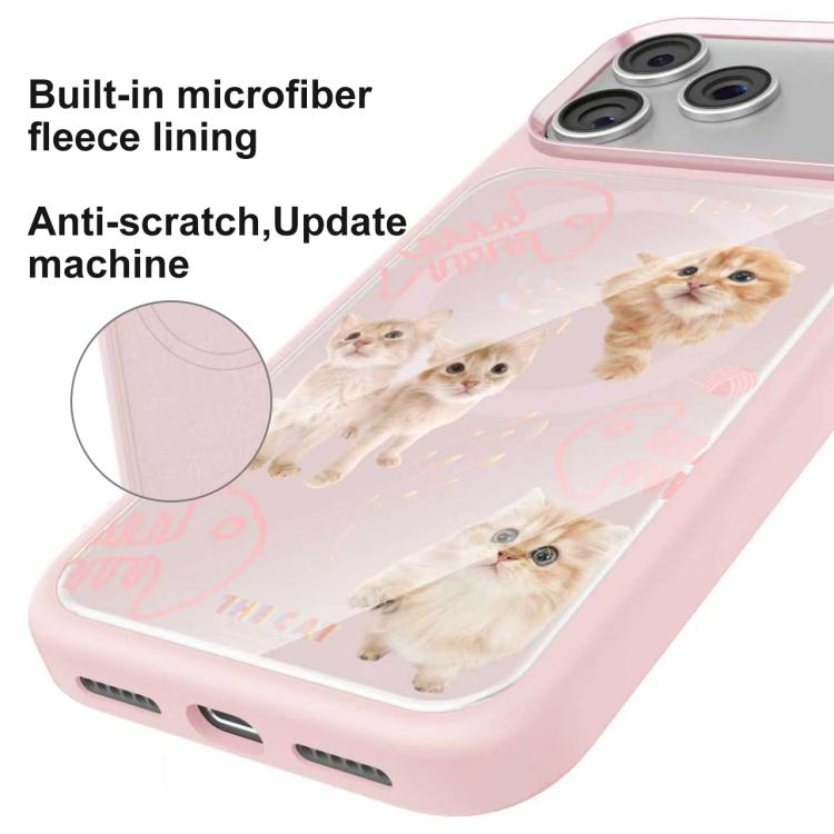 For iPhone 17 Pro Mutural Cats Pattern Liquid Silicone Magnetic Phone Case