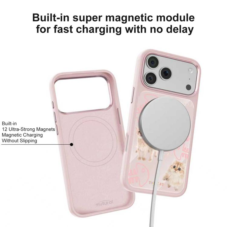 For iPhone 17 Pro Mutural Cats Pattern Liquid Silicone Magnetic Phone Case